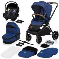 Universalus vežimėlis 3in1 su lopšiu ir automobiline kėdute iki 22 kg – Lionelo Mika Blue Navy