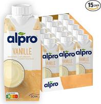 "Alpro" sojų gėrimas, vanilės skonio, augalinis gėrimas, veganiškas, be laktozės, be glitimo, UHT, 15 x 250 ml, pakuotė po 15 vnt.