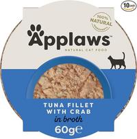 "Applaws" kačių maistas - tuno filė ir krabų puodeliai - 10 x 60g