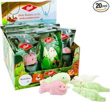 "Aseli Zootier Bundle Marshmallows", "Mausi & Kroki", "Wali & Fischi", putų cukrus, 20 pakuočių, be glitimo, be laktozės, aviečių, obuolių skonio, Woodruff ir tradicinio skonio