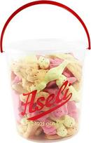 "Aseli Zootiermix" putų cukrus, 1 100 g kibirėlis su rankena, žirafos, tigro, dramblio figūrėlės, persikų, citrinų, aviečių, be glitimo