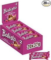 "Balisto" šokoladiniai batonėliai su jogurto uogomis, 20 x 37g, Šokoladas, grūdų batonėliai, didmeninė šokolado pakuotė (740g)