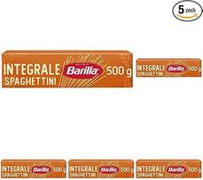 "Barilla Pasta Integrale Spaghetti n.5" viso grūdo kietųjų kviečių spagečiai su natūraliomis skaidulomis, 500 g (5 vnt.)