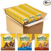 "belVita Bites" pusryčių sausainiai, 3 skonių, 40 užkandžių pakuočių
