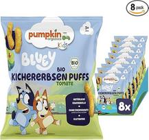 "Bluey" ekologiški avinžirnių užkandžiai be priedų (8 vnt.) - užkandis vaikams nuo 3 metų (8 x 20 g) "Pumpkin Organics