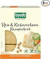 "Byodo" ekologiška traški duona su ryžiais ir avinžirniais - 6 x 120 g pakuotė, be glitimo ir veganiška, traški duonos alternatyva, visavertis užkandis, gausus skaidulų, tinka bet kuriuo dienos metu