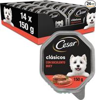 "Cesar Classic" ėdalas šunims su sultinga jautiena ir kepenėlėmis, 24 indelių pakuotė (24 x 150 g)