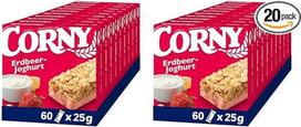 "Corny Classic Cereal Bar Strawberry Yoghurt" su gardžiomis braškėmis ir jogurtu, 60 x 25 g (2 vnt.)