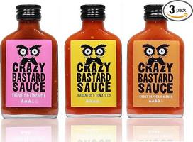 "Crazy B Sauce" - 3 aitriųjų paprikų rinkinys - aštrus grilio padažas su "Chipotle", "Habanero" ir "Bhut jolokia" pipirais vaiduokliais - idealiai tinka kepimui ant grotelių arba kaip dovanų rinkinys grilio mėgėjams