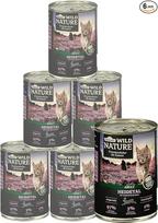 "Dehner Wild Nature Heidetal Cat Food", drėgnas maistas suaugusioms katėms, triušiams / vištienai, 6 x 400 g konservų dėžutė (2,4 kg)
