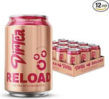 "DirTea Reload in Storage Pack" (12 x 0,33 l) - funkcinė ledinė arbata su persikų ir aviečių skoniu, tiesioginio virimo, su 6 vitaminais, kad būtų atkurta puiki nuotaika - gaivi, vaisinė ir galinga