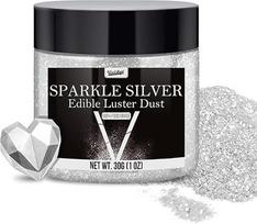 "Edible Glitter" valgomieji blizgučiai - 30 g valgomųjų blizgučių miltelių blizgučių dulkės gėrimams, maistui, tortams - valgomieji metaliniai maisto dažai blizgučiai kokteiliams, tortams (Sparkle Silver)