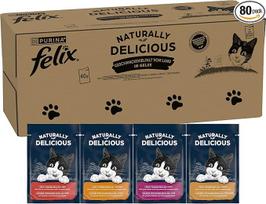"Felix Naturally Delicious" kačių ėdalas "Wet Country Flavour" su daržovėmis želė, 80 vnt. (80 x 80 g)