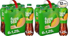 "Fuze Tea Black Tea Peach" - išskirtinis juodosios arbatos ir vaisinio persikų skonio derinys - tausiai išgaunama arbata - vienkartiniai buteliukai (6 x 1250 ml) (2 vnt.)