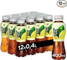 "Fuze Tea Zero Iced Tea Black Tea Lemon Lemongrass" - 12 x 400 ml vienkartinių butelių - nealkoholinis gėrimas be cukraus, juodosios arbatos ir citrinų skonio, paruoštas gerti, auginamas tvariai