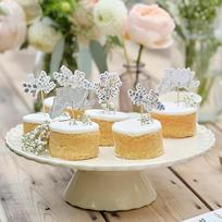 "Ginger Ray" 12 pakuočių Komanda nuotaka gėlių spausdintos medinės piktogramos Cupcake Toppers Cake Toppers vištų vakarėlių dekoracijos