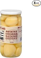 "Hacendado" sveikos virtos bulvės - aukščiausios kokybės stiklinės - 4 pakuotės - 4 stiklinės po 660 g (nusausintos sveria 400 g) - paruoštos patiekti ir idealiai tinka keptoms bulvėms ar salotoms