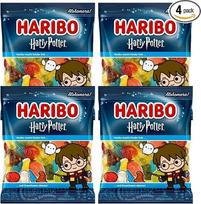 "Haribo Harry Potter" 4 x 160 g vaisių kramtomosios gumos mišinys su burtininkų pasaulio motyvais Spalvoti guminiai saldainiai dalijimuisi Sandėliavimo pakuotė 640 g Puikiai tinka vakarėliui, biurui ir kino vakarui