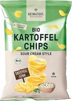"Heimatgut" ekologiški bulvių traškučiai "Sour Cream Style", veganiški bulvių traškučiai be konservantų, be palmių aliejaus ir genų inžinerijos, be glitimo ir dirbtinių priedų, 134 kcal vienai porcijai (8 x 125 g)