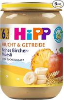 "HiPP" ekologiški vaisiai ir dribsniai, "Fine Bircher Muesli", be pridėtinio cukraus, 6 x 190 g