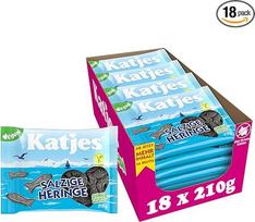 "Katjes" sūrių lazdelių pakuotė - rafinuota druska, klasikinė, veganiška, halalinė, 18 x 210 g