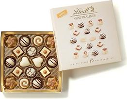 "Lindt" baltojo šokolado mini saldainiai | 90 g | Šokolado dėžutė su 18 šokoladinių saldainių 6 rūšių | Šokoladinė dovana