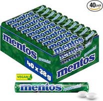 "Mentos" kramtomieji saldainiai "Spearmint" skonio, gaivaus kvapo, daugkartinė saldainių pakuotė (40 ritinėlių) Vegan