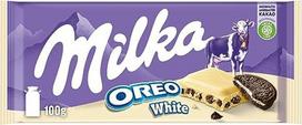 "Milka Oreo White" - baltasis Alpių pieno šokoladas su traškiais "Oreo" sausainių gabalėliais - 100 g