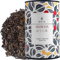 "Moya" ekologiška palaidų lapelių arbata "Hojicha" | 60g | Japoniška skrudinta žalioji arbata | Vegetariška ir veganiška | Įvairiaspalvėje metalinėje skardinėje | Puiki dovana