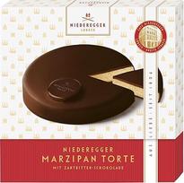 "Niederegger" marcipaninis pyragas, 1 x 390 g, smulkus marcipanas, įvyniotas į traškų juodąjį šokoladą, marcipaninė dovana