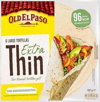 "Old El Paso Wrap Tortillas" - itin plonos meksikietiškos vyniotinės iš tapijokos ir kvietinių miltų - 20 cm skersmens - 6 vnt. pakuotėje - 1 x 192 g