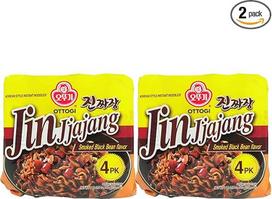 "Ottogi Jin Jjajang Ramen" su juodųjų pupelių padažu + 2 lazdelės "Papa Vo", 2 vnt. (2 x 540 g)