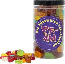 "PE ÄM" vaisių kramtomosios gumos mišinys be cukraus - 5 rūšys | 1 kg indas | XL pakuotė vakarėliams, saldainių barams ir dovanoms | Saldus ir sultingas | Aukščiausios kokybės vaisių kramtomoji guma