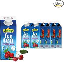 "Pfanner Iced Tea Wild Cherry in Storage Pack" - tiesiogiai paruošta vaisinė arbata su vyšnių sultimis ir aronijų sultimis tvarioje pakuotėje (8 x 750 ml)
