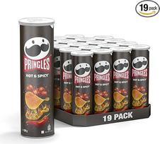 "Pringles Hot & Spicy" | "Sharp" traškučiai | 19 vnt. pakuotė (19 x 185 g)