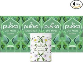 "Pukka Tea" ekologiška vaistažolių arbata "Trys mėtos", 4 pakuotės po 80 arbatos maišelių, įskaitant "Pukka" skardinę