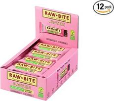 "Raw Bite" baltymų batonėlis "Crunchy Almond" su 21 g baltymų Daug baltymų 12 ekologiškų baltymų batonėlių dėžutėje su ryžių baltymais, datulėmis, migdolais, moliūgų sėklomis ir kakava, 12 x 45 g