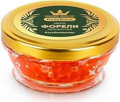 "Red Caviar" upėtakių ikrai 100 g, lašišų ikrai, raudonųjų ikrų stiklinė (100, g) (Upėtakių ikrai)