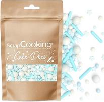 "ScrapCooking" - Mėlyni pabarstukai ir cukraus perlai 70 g - valgomieji tortų puošybos karoliukai - mėlyni pabarstukai - konditeriniai pabarstukai - cukraus karoliukai - desertų, tortų, gimtadienių puošyba - 7448