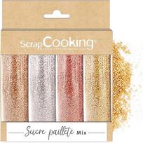 "ScrapCooking" - Valgomųjų blizgučių cukraus mišinys - aukso, rožinio aukso, sidabro, rubino spalvos 76 g - maisto blizgučių milteliai konditerijos dekorams - 4807