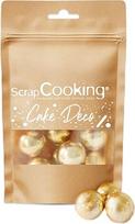 "ScrapCooking" - Auksiniai XXL karoliukai 55 g - Valgomasis torto dekoravimas - Traškūs šokoladiniai pieno ir aukso rutuliukai - Desertams, tortams - Auksiniai cukraus perlai - Kalėdos, gimtadienis - 7463