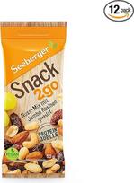 "Seeberger Snack2go" riešutų mišinys su "Jumbo" razinomis, 12 vnt.: skrudintų riešutų mišinys su migdolais, anakardžiais, žemės riešutais ir vynuogių uogomis - kaip užkandis keliaujant, veganiškas (12 x 50 g)