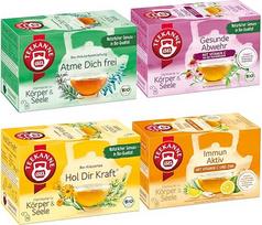 "Teekanne Cold" 4 rinkiniai - 72 ekologiškos arbatos maišeliai - žolelių arbata su vitaminu C ir cinku - imuninė sistema ir atsipalaidavimas - "Immune Active", "Get Strength", "Breathe Free" ir "Healthy Defense" - raminanti žiemos antis