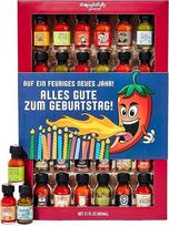 "Thoughtfully Gourmet Master Hot Sauce Collection" degustacinis rinkinys, kuriame yra česnakinių žolelių, obuolių viskio ir kitų skonių, gimtadienio pakuotė, 30 vnt.