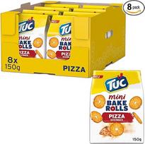 "Tuc Mini Bake Rolls Pizza" 8 x 150 g I traškios duonos traškučiai I "Nibble Biscuit Chips" sausainių traškučiai didelėje pakuotėje