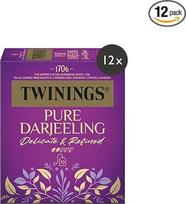 "Twinings Pure Darjeeling" juodoji arbata arbatos maišeliuose - švelni juodoji arbata su muskato riešuto prieskoniu, surinkta Himalajų regiono auginimo vietovėse, 12 pakelių (po 10 pakelių)