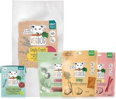 "VEGDOG Simply Starter Trial" bandomasis rinkinys su hipoalerginiu visaverčiu maistu ir užkandžiais, pradinė pakuotė
