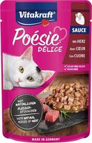 "Vitakraft Poésie Délice", drėgnas kačių maistas su padažu, su širdimi, be pridėtinio cukraus ir grūdų (1 x 85 g)