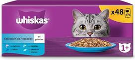 "Whiskas" drėgnas maistas suaugusioms katėms, žuvies pasirinkimas želė (daugiapakuotė, 4 x 12 x 85 g)