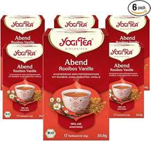 "Yogi Tea Evening Rooibos Vanilla", ajurvedinė ekologiška prieskoninė arbata su ramunėlių žiedais ir vanile, 6 x 17 maišelių (iš viso 102 arbatos maišeliai)